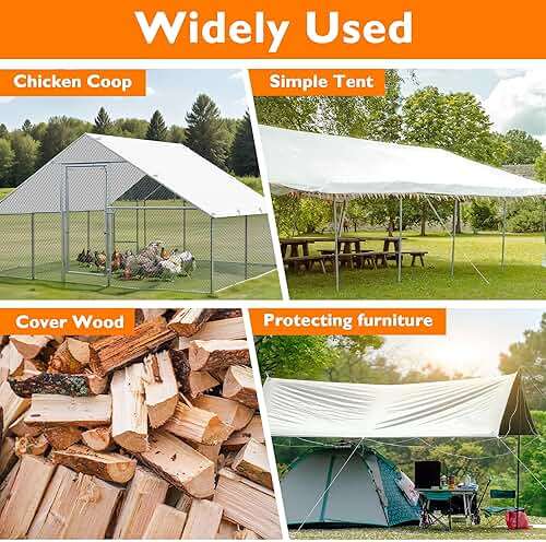 Chicken Coop Cover,11.48 * 6.23 FT Cover for Chicken Run Large Metal Chicken Coop Pen - Image 6