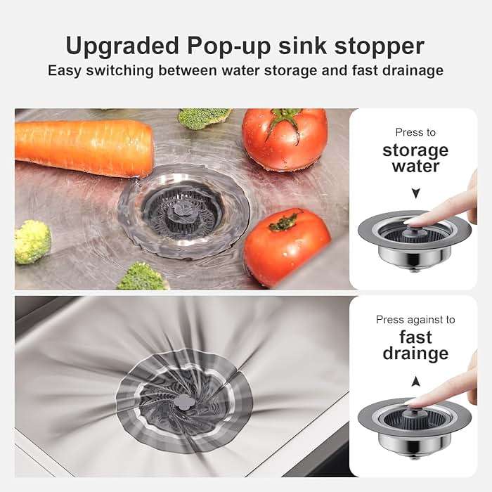 XLMSPORTS 3 in 1 Kitchen Sink Drain Strainer and Stopper, 304 Stainless Steel Pop-up Anti-Clogging Basket Strainer, Fast Drainage Kitchen Sink Plug for Standard 3-1/2" Drain Hole - Image 4