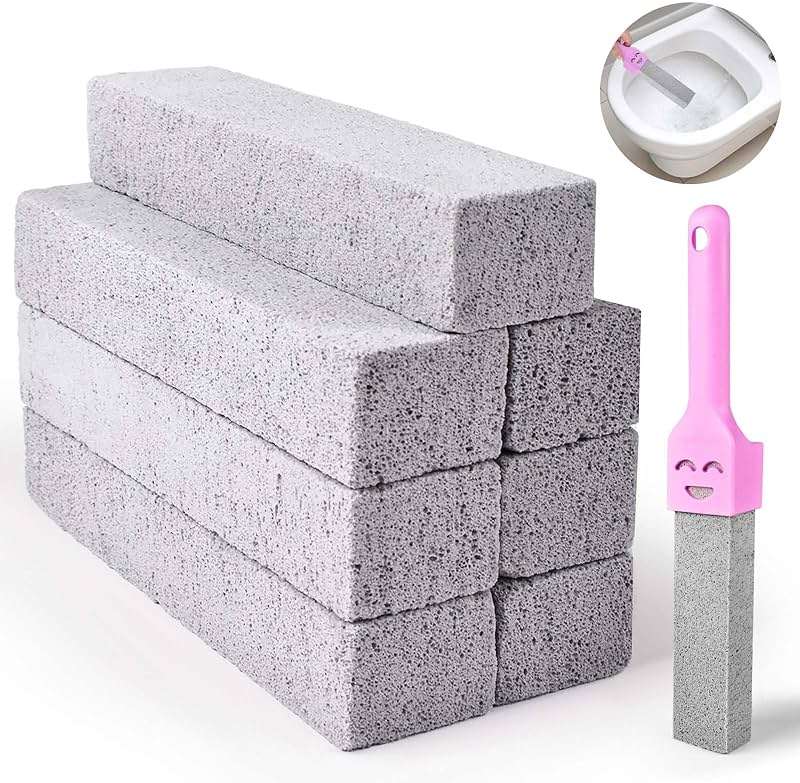 CONLI 8 Pack Pumice Stone Toilet Bowl Cleaner, Toilet Pumice Stone with Handle Remove Toilet Bowl Hard Water Rings Suitable for Cleaning Toilet Bathroom Kitchen Sink Grill - Image 1