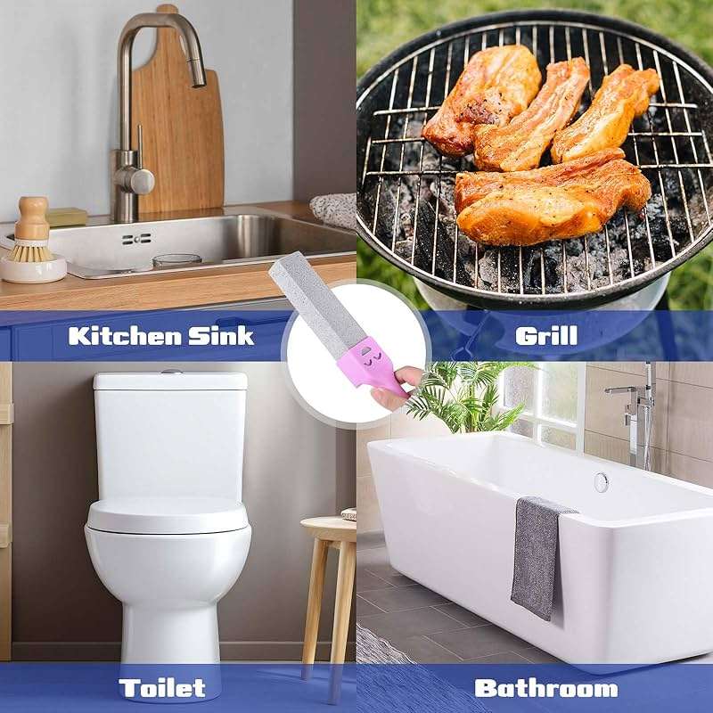 CONLI 8 Pack Pumice Stone Toilet Bowl Cleaner, Toilet Pumice Stone with Handle Remove Toilet Bowl Hard Water Rings Suitable for Cleaning Toilet Bathroom Kitchen Sink Grill - Image 6
