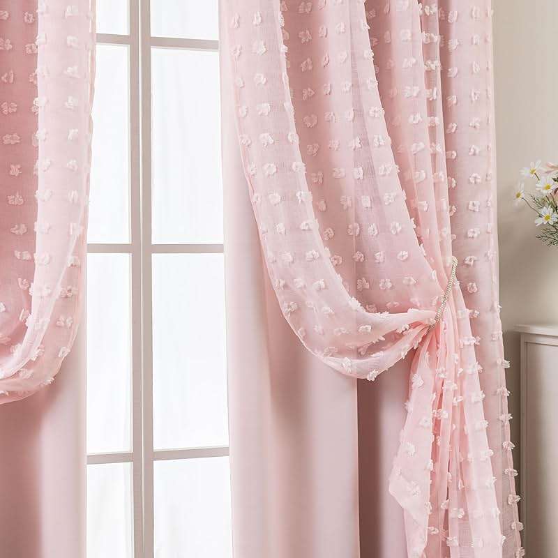 Cottage Core Whimsical Curtains,Pink Fairy Blackout Cottagecore Fancy Curtains for Living Room Bedroom 96 Inches Long - Image 6