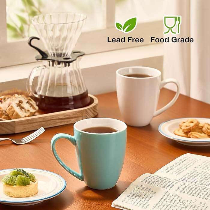 Porcelain Coffee Mugs Set of 6, 13 Ounce Coffee Cups with Handle, Ceramic Tea Mugs for Latte, Hot Tea, Cappuccino, Mocha, Cocoa, Blue Assorted Colors Mug Gift Set, Dishwasher and Microwave Safe - Image 6