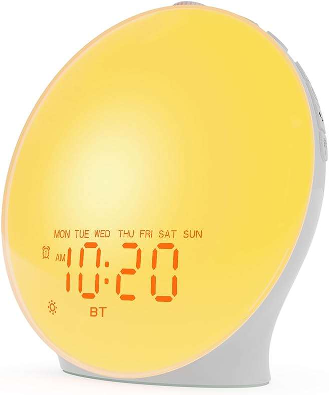 JALL Sunrise Alarm Clock White Noise Machine with 25 Nature Sleep Sounds, Fully Dimmable Clock for Bedrooms, Heavy Sleepers, 17 Light Modes, HiFi Bluetooth Speaker - Image 1