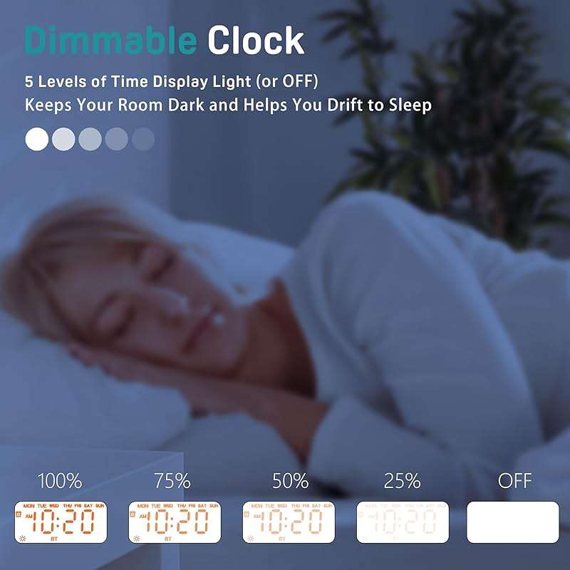 JALL Sunrise Alarm Clock White Noise Machine with 25 Nature Sleep Sounds, Fully Dimmable Clock for Bedrooms, Heavy Sleepers, 17 Light Modes, HiFi Bluetooth Speaker - Image 8