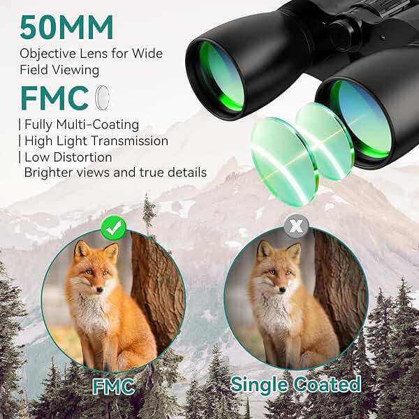 MLight 10-30X50 Zoom Binoculars for Adults, High Powered Military Binoculars for Bird Watching, Hunting, Outdoor, Hiking, Concerts Large View, Waterproof, BK7 Prism, FMC Lens, Low Light Night Vision - Image 5
