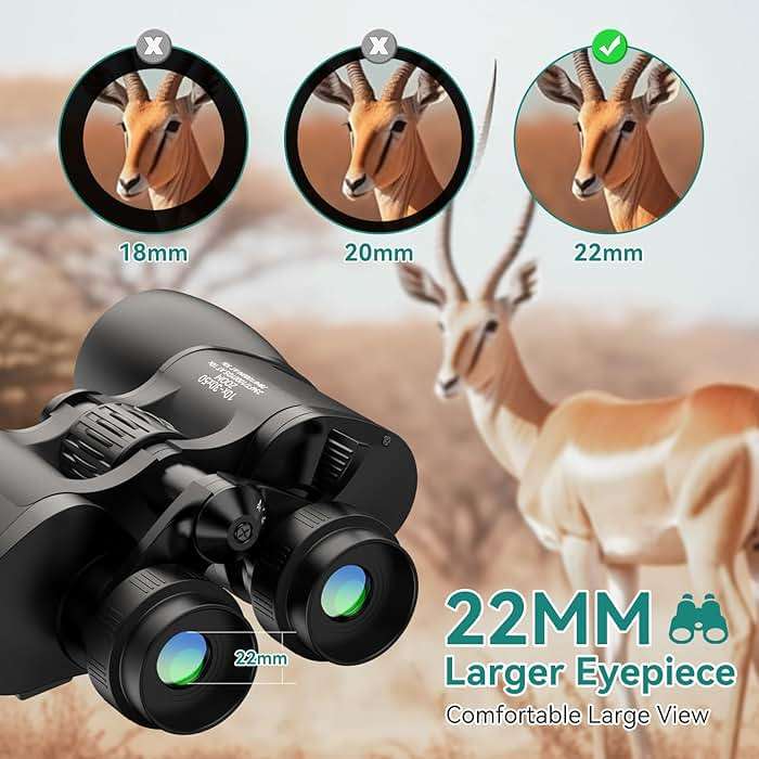MLight 10-30X50 Zoom Binoculars for Adults, High Powered Military Binoculars for Bird Watching, Hunting, Outdoor, Hiking, Concerts Large View, Waterproof, BK7 Prism, FMC Lens, Low Light Night Vision - Image 6