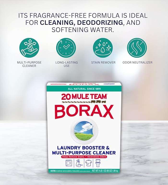 20 Mule Team Borax Detergent Booster and Household Cleaner Powder 4 lb Bundle with Microfiber Cloth - Boosts Detergent Power -Controls Odors - Softens Water - All-Natural Cleaning - (4 Items) - Image 4