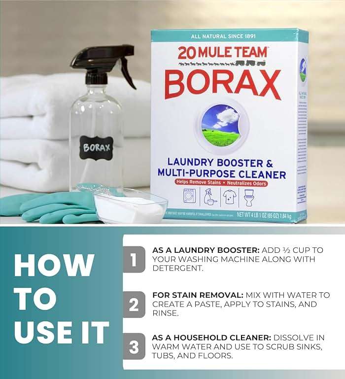 20 Mule Team Borax Detergent Booster and Household Cleaner Powder 4 lb Bundle with Microfiber Cloth - Boosts Detergent Power -Controls Odors - Softens Water - All-Natural Cleaning - (4 Items) - Image 5