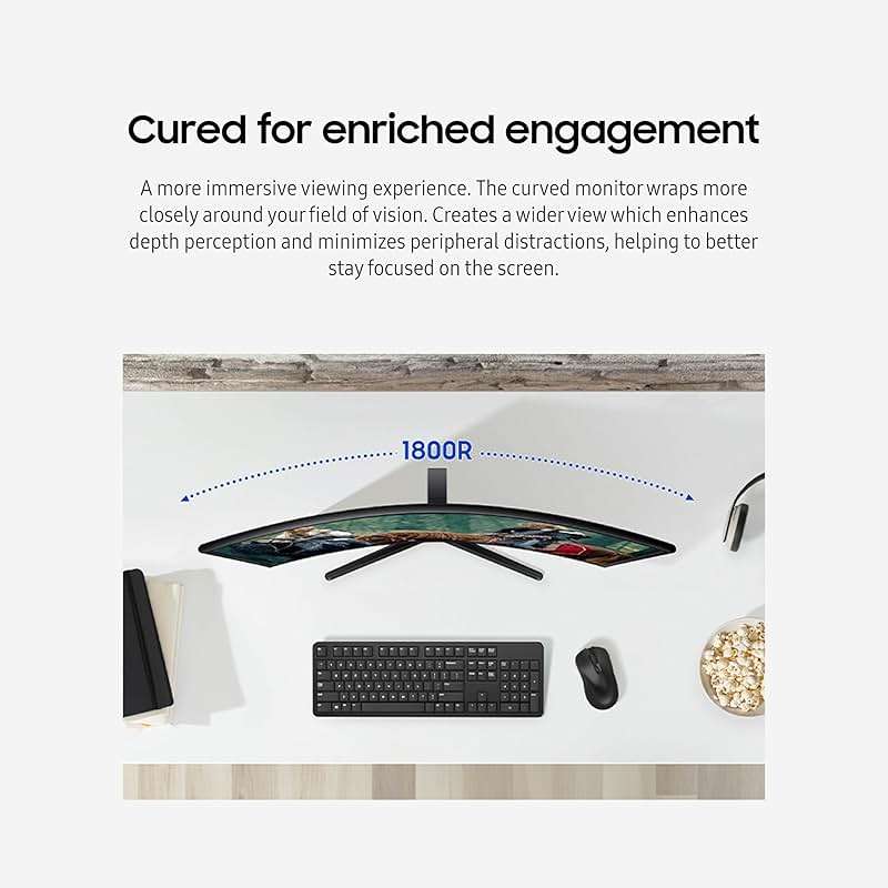 Samsung 27" Essential S3 (S36GD) Series FHD 1800R Curved Computer Monitor, 100Hz, Game Mode, Advanced Eye Comfort, HDMI and D-sub Ports, LS27D366GANXZA, 2024 - Image 4