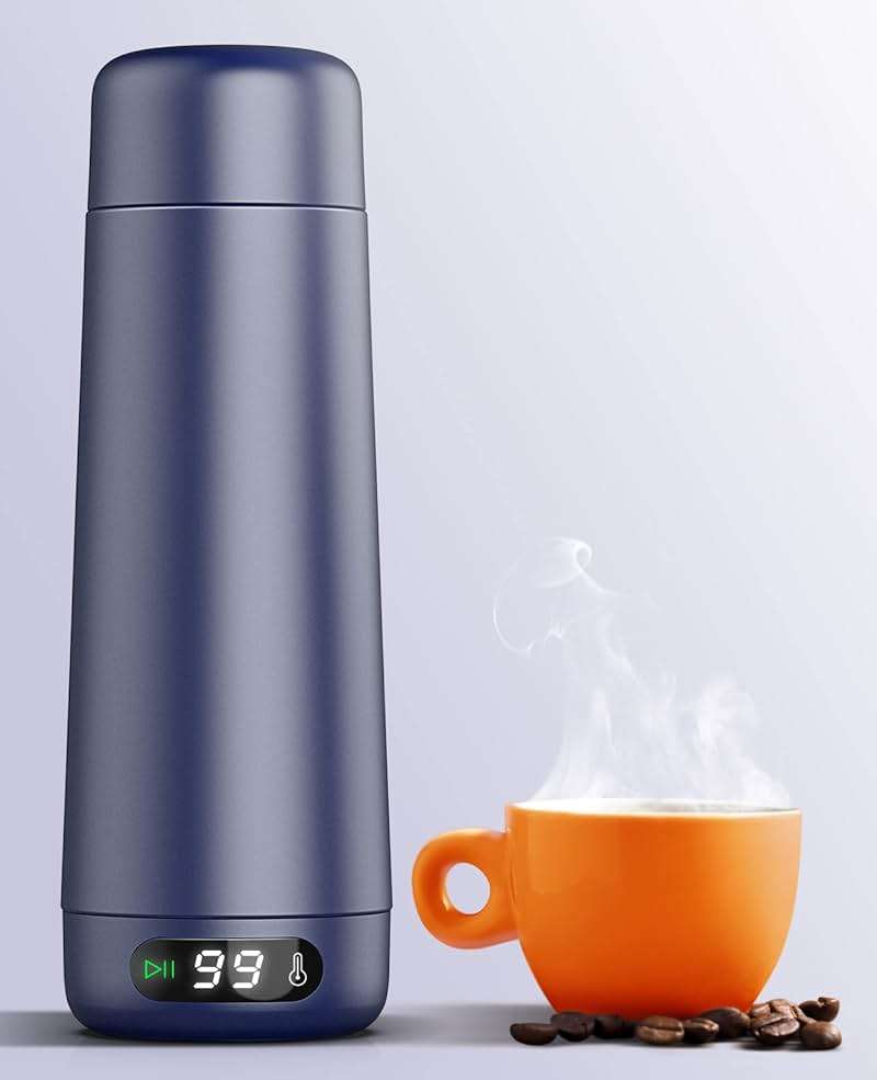 Travel Kettle, Dual Voltage Portable Electric Kettle 110V-220V-240V Smart Small Water Boiler 370ML for Tea & Coffee, 316 Stainless Steel, 6 Temperature Control and LCD Display, for Global Use - Image 1