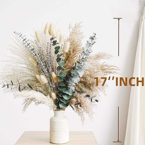 Green Pampas Grass Boho Bouquet – Exquisite Lavender and Eucalyptus Dried Flower Arrangements for Western Boho Decor – Rustic Flowers for Your Bohemian Home, Bedroom, and Wedding Table Décor - Image 3
