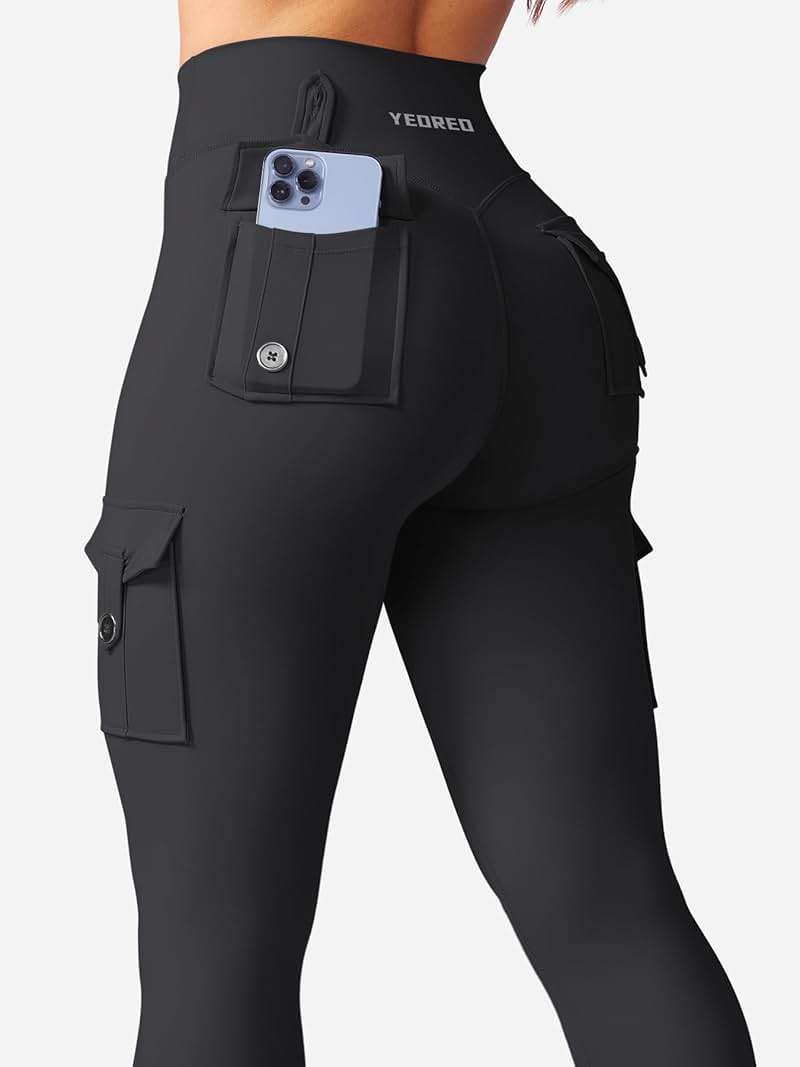 YEOREO CoreFlex Workout Cargo Leggings with Pockets for Women Hidden Scrunch Butt Lifting Leggings Gym Yoga Pants - Image 5