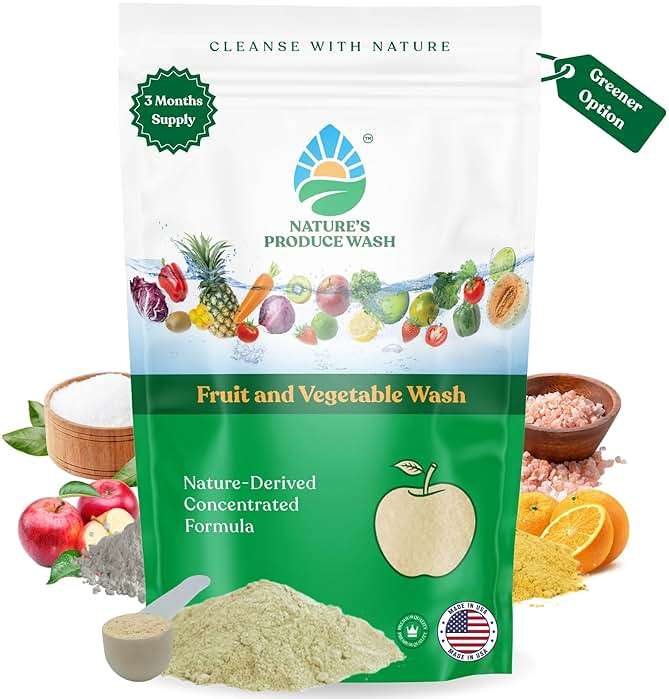 Natures Produce Wash, Fruit and Vegetable Wash, Removes Unwanted Residue, Extends Produce Life, Fruit Cleaner. 3 Months Supply or Makes 10+ Spray 16 oz Bottles - Image 1