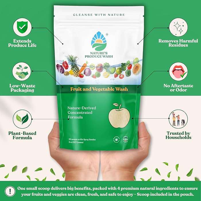 Natures Produce Wash, Fruit and Vegetable Wash, Removes Unwanted Residue, Extends Produce Life, Fruit Cleaner. 3 Months Supply or Makes 10+ Spray 16 oz Bottles - Image 2