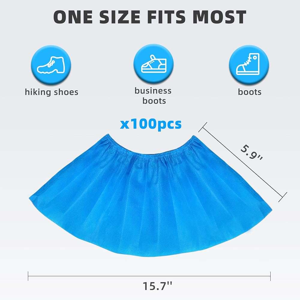 Cheelyvin.H Blue Disposable Shoe Booties Covers Non Slip with Fabric Storage Box, Waterproof Shoe Protector Cover for Indoors Reusable (100) - Image 2