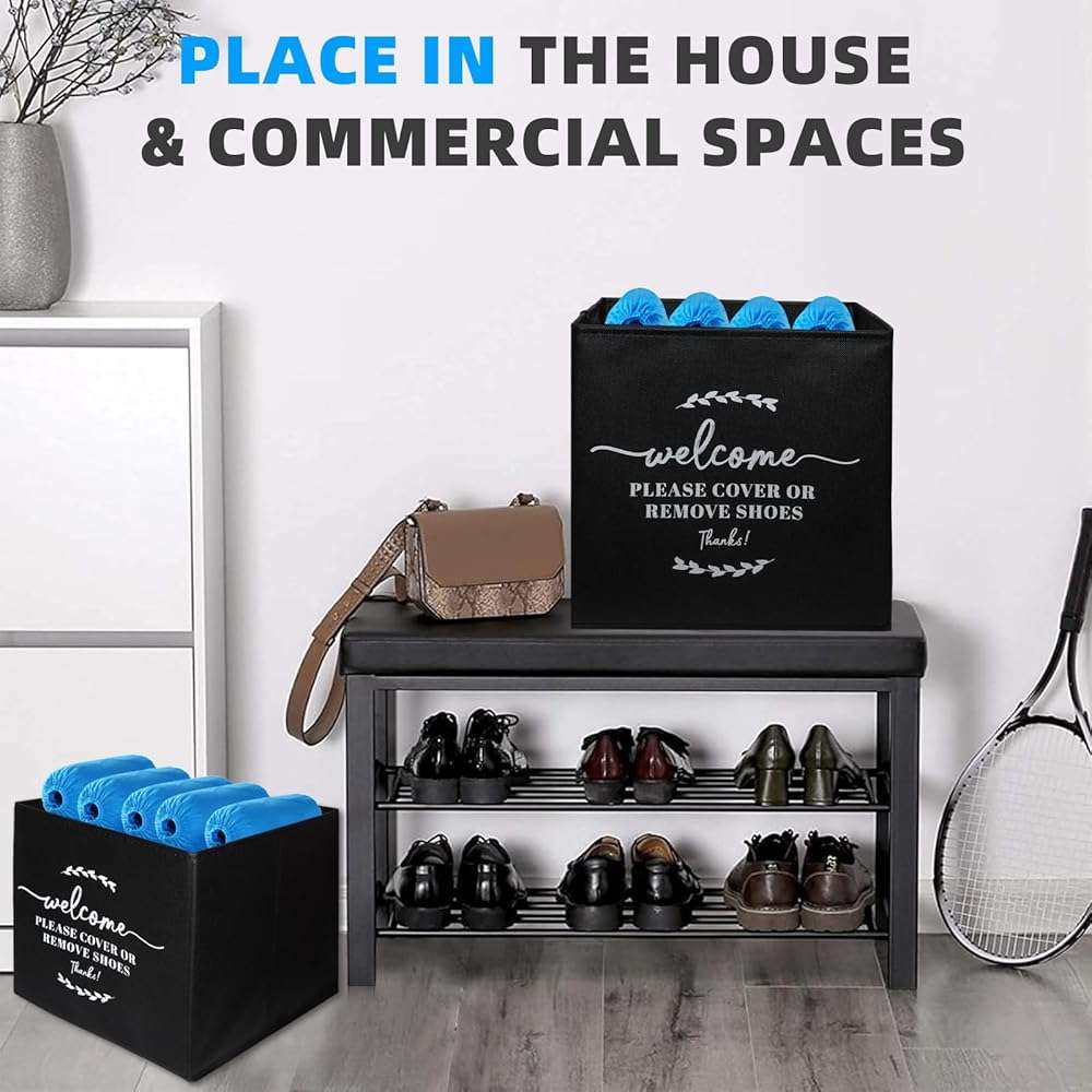 Cheelyvin.H Blue Disposable Shoe Booties Covers Non Slip with Fabric Storage Box, Waterproof Shoe Protector Cover for Indoors Reusable (100) - Image 4