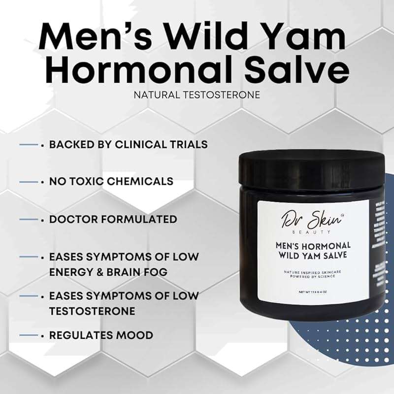 Dr. Skin Men's Organic Wild Yam Cream for Hormone Balance - Natural T-Booster with Korean Ginseng & Tongkat Ali - Added Ashwagandha to Boost Energy, Stamina, Endurance & Strength - 4oz, Made in USA - Image 3