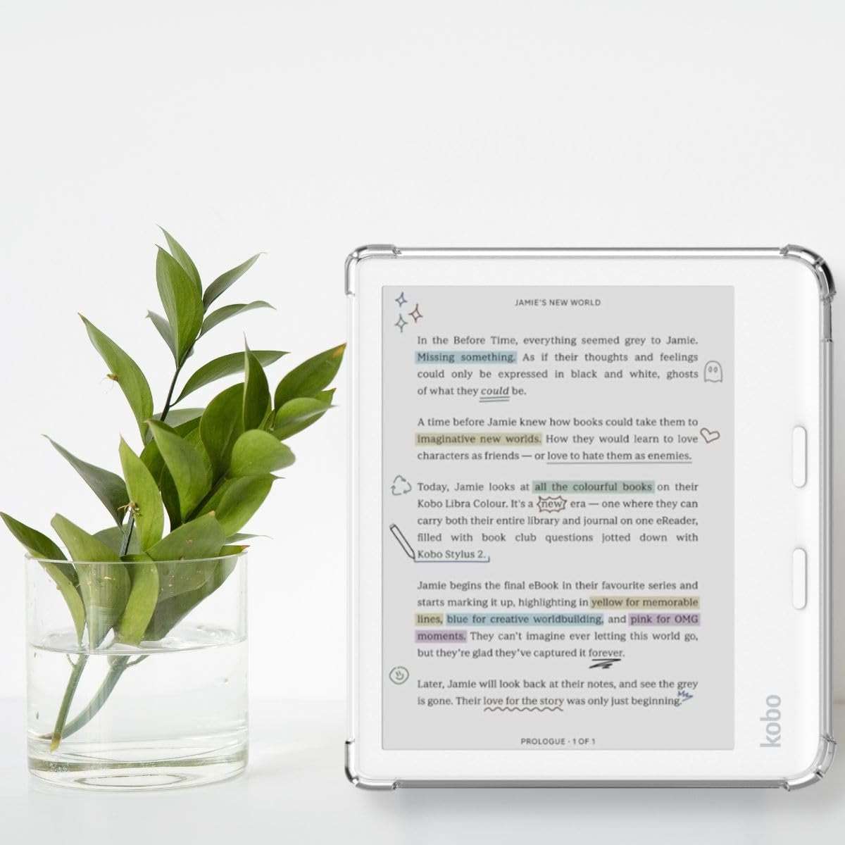 Clear Case for Kobo Libra Colour and Screen Protector, Libra Color Ereader Case E-Reader 7 Inch Reinforced Corners Skin TPU Sleeve 2024 Matte Screen Protection - Image 4