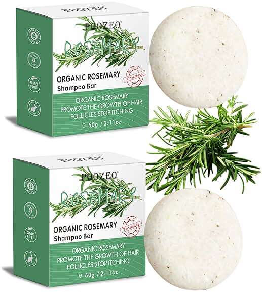 2 Pack Rosemary Shampoo Bar for Hair Growth,Deep Cleansing for Scalp Hair Loss Shampoo Soap,Organic Hair Oil Control,Solid Shampoo Bar,Refreshing and Hydrating Soap for Stocking Stuffers Women Gifts - Image 1