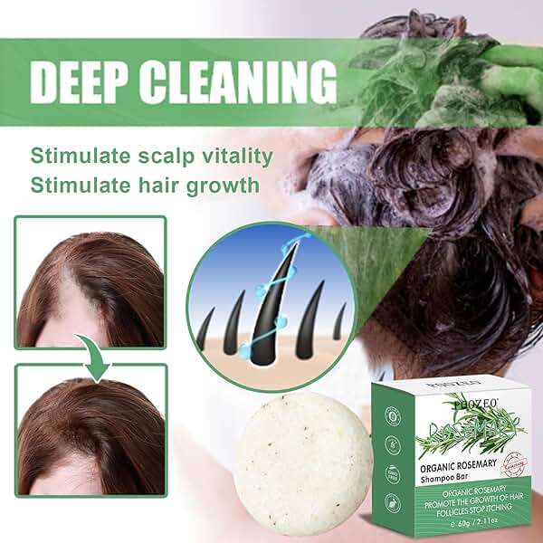 2 Pack Rosemary Shampoo Bar for Hair Growth,Deep Cleansing for Scalp Hair Loss Shampoo Soap,Organic Hair Oil Control,Solid Shampoo Bar,Refreshing and Hydrating Soap for Stocking Stuffers Women Gifts - Image 3