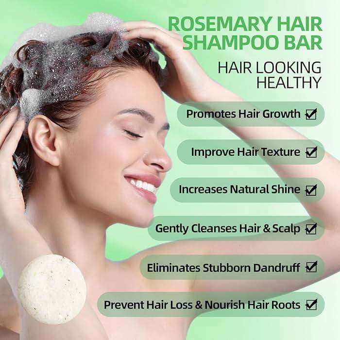 2 Pack Rosemary Shampoo Bar for Hair Growth,Deep Cleansing for Scalp Hair Loss Shampoo Soap,Organic Hair Oil Control,Solid Shampoo Bar,Refreshing and Hydrating Soap for Stocking Stuffers Women Gifts - Image 4