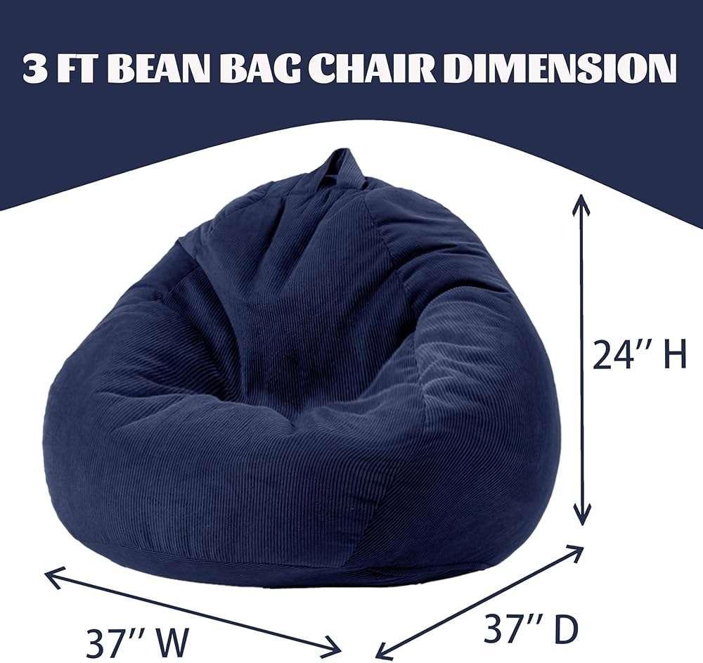 Gurxien Bean Bag Chairs for Kids Chair Round Sofa Memory Foam Filling Reading Gaming Sofa for Living Room Bedroom - Image 2