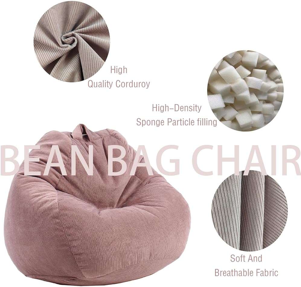 Gurxien Bean Bag Chairs for Kids Chair Round Sofa Memory Foam Filling Reading Gaming Sofa for Living Room Bedroom - Image 7