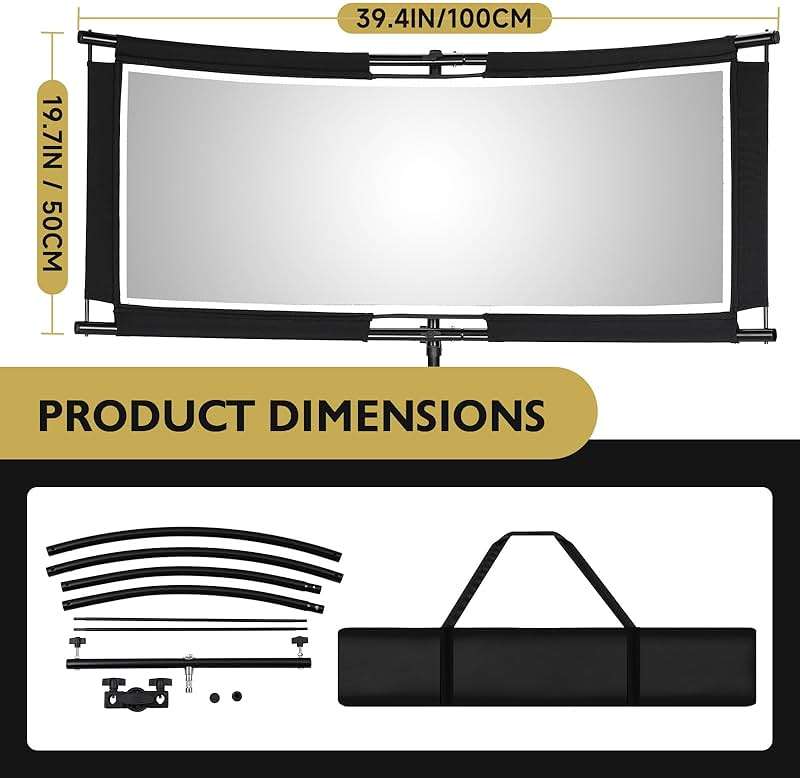 Clamshell Light Reflector/Diffuser with Carrying Case,40"X20" (4 Color in 1) Arclight Curved Eyelighter Lighting Diffuser for Photography Portrait Studio Video Shooting,Black/White/Gold/Silver - Image 2