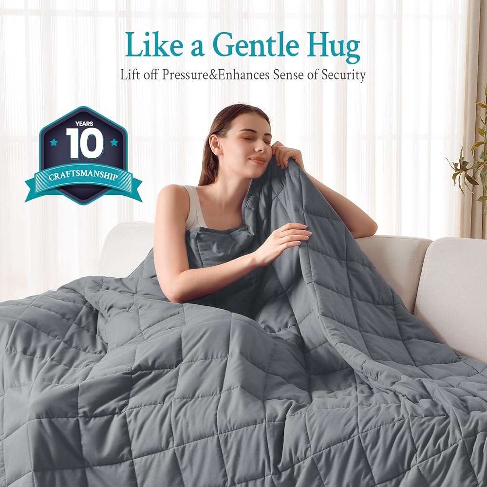 Topblan Weighted Blanket for Adults 20lbs, Soft Cooling Breathable Weighted Throw for Sleeping, Machine Washable Heavy Blanket with Glass Beads for Summer, Sofa Bed, 60"x80" Queen Size - Image 4
