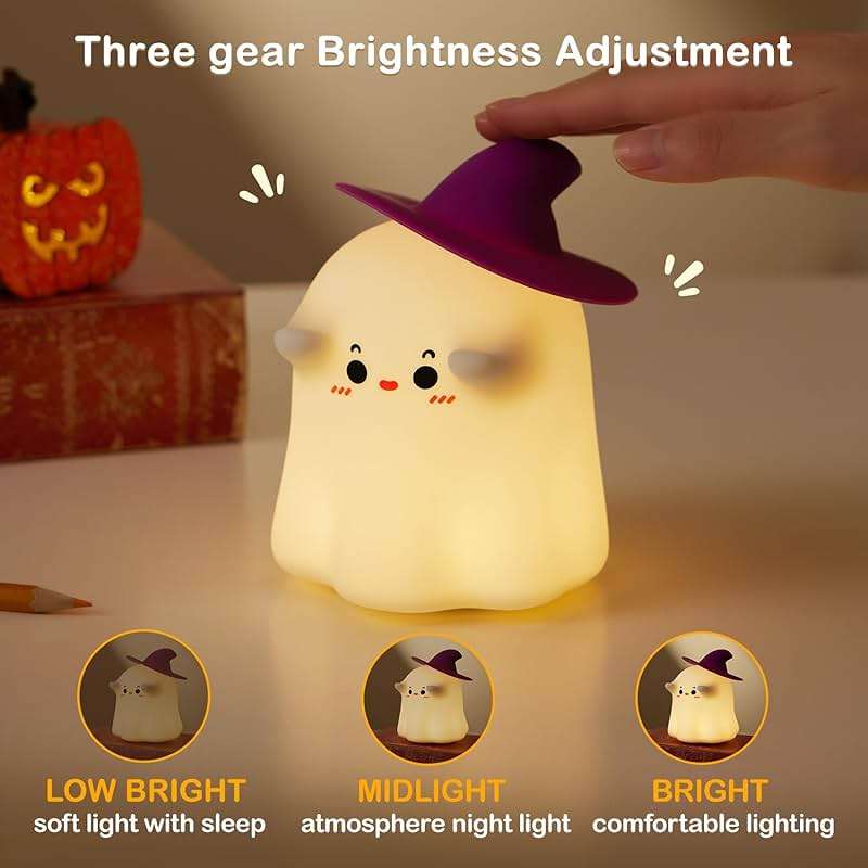 Eelexa Halloween Ghost Night Lights for Kids: Cute Lamp Rechargeable Toddler Baby Night Light with Timer, Adjustable Brightness, Ideal Holiday Season Gift Choice Home Decor (Ghost LAMP) - Image 2