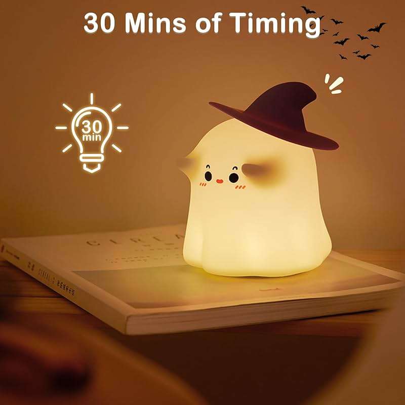 Eelexa Halloween Ghost Night Lights for Kids: Cute Lamp Rechargeable Toddler Baby Night Light with Timer, Adjustable Brightness, Ideal Holiday Season Gift Choice Home Decor (Ghost LAMP) - Image 4