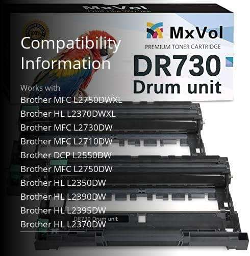 MxVol DR730 Drum Compatible Replacement for Brother DR730 DR-730 Drum Unit for Brother Printer HL-L2325DW HL-L2350DW HL-L2390DW HL-L2395DW MFC-L2710DW L2717DW MFC-L2750DW 2-Pack Drum (NO-Tone) - Image 3