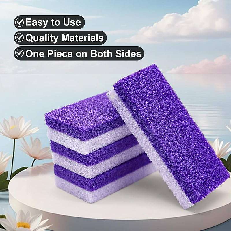 lenpestia Foot Pumice Stone 4 Pack Pedicure Stone for Feet Pumice Sponge for Feet Callus Remover and Scrubber Double Sided Pedicure Foot Pumice Stone for Feet and Heels Callus and Dead Skins (Purple) - Image 4