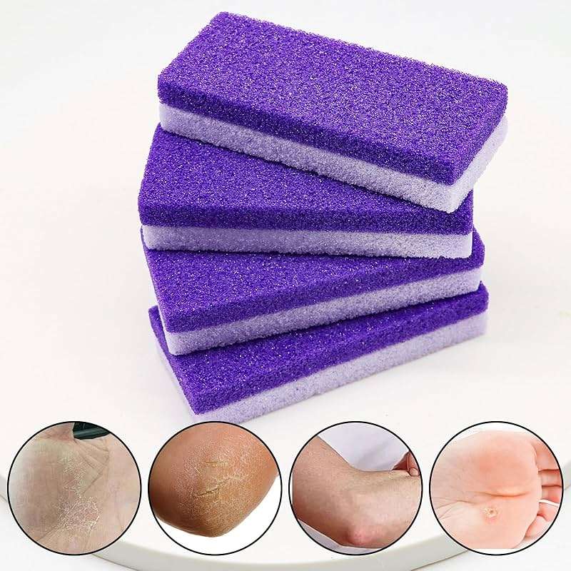 lenpestia Foot Pumice Stone 4 Pack Pedicure Stone for Feet Pumice Sponge for Feet Callus Remover and Scrubber Double Sided Pedicure Foot Pumice Stone for Feet and Heels Callus and Dead Skins (Purple) - Image 6