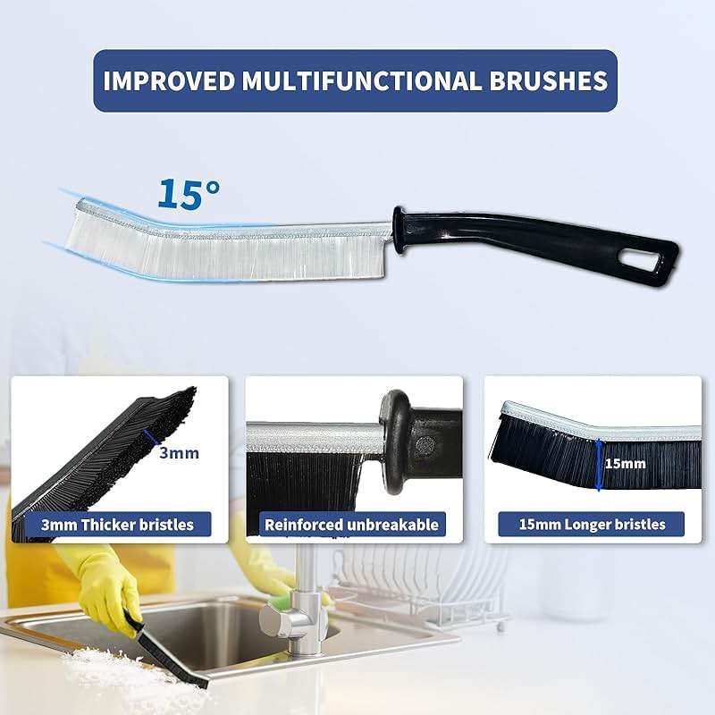 Crevice Cleaning Brush, Hard-Bristled Gap Scrub Brush, Toilet Gap Cleaning Brush Tool, for Scrub Small Spaces, Kitchen, Bathroom, Corner, Grout, Sink, Window Tracks, Hinges, 3pcs - Image 5