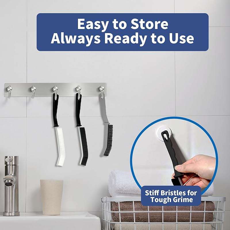 Crevice Cleaning Brush, Hard-Bristled Gap Scrub Brush, Toilet Gap Cleaning Brush Tool, for Scrub Small Spaces, Kitchen, Bathroom, Corner, Grout, Sink, Window Tracks, Hinges, 3pcs - Image 6
