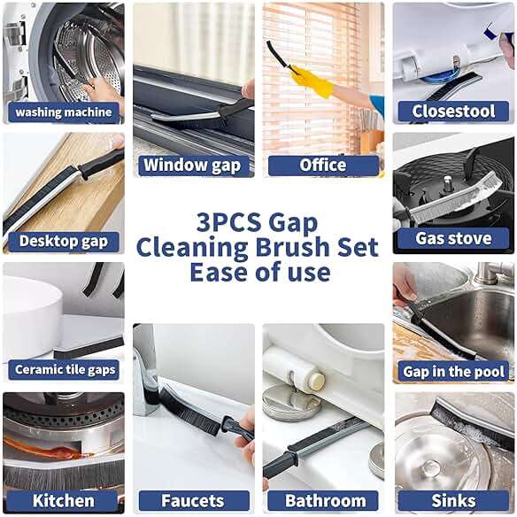 Crevice Cleaning Brush, Hard-Bristled Gap Scrub Brush, Toilet Gap Cleaning Brush Tool, for Scrub Small Spaces, Kitchen, Bathroom, Corner, Grout, Sink, Window Tracks, Hinges, 3pcs - Image 7