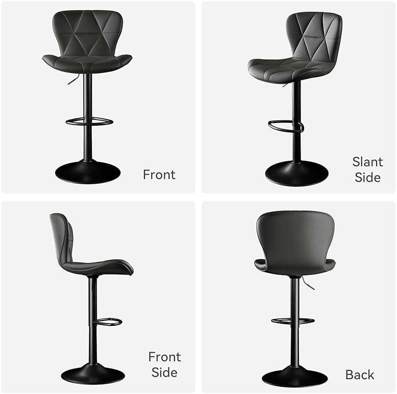 Daluvenix Bar Stools Set of 2,Adjustable Swivel Barstools, Faux Leather Bar Chairs,Upholstered Counter Height with High Backrest for Kitchen Island, Black - Image 2
