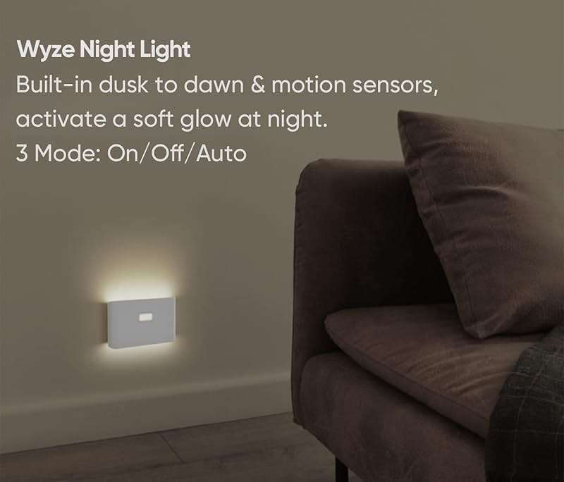 Wyze Lifestyle Rechargeable Night Lights with Dusk to Dawn & Motion Sensors, Warm & Soft White Stair Lights for Bathroom, Hallway, Linkable, Magnetic Mount, 6 Pack - Image 2