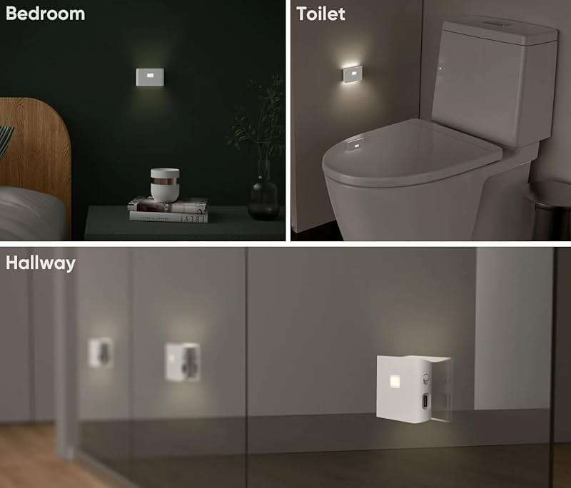 Wyze Lifestyle Rechargeable Night Lights with Dusk to Dawn & Motion Sensors, Warm & Soft White Stair Lights for Bathroom, Hallway, Linkable, Magnetic Mount, 6 Pack - Image 7