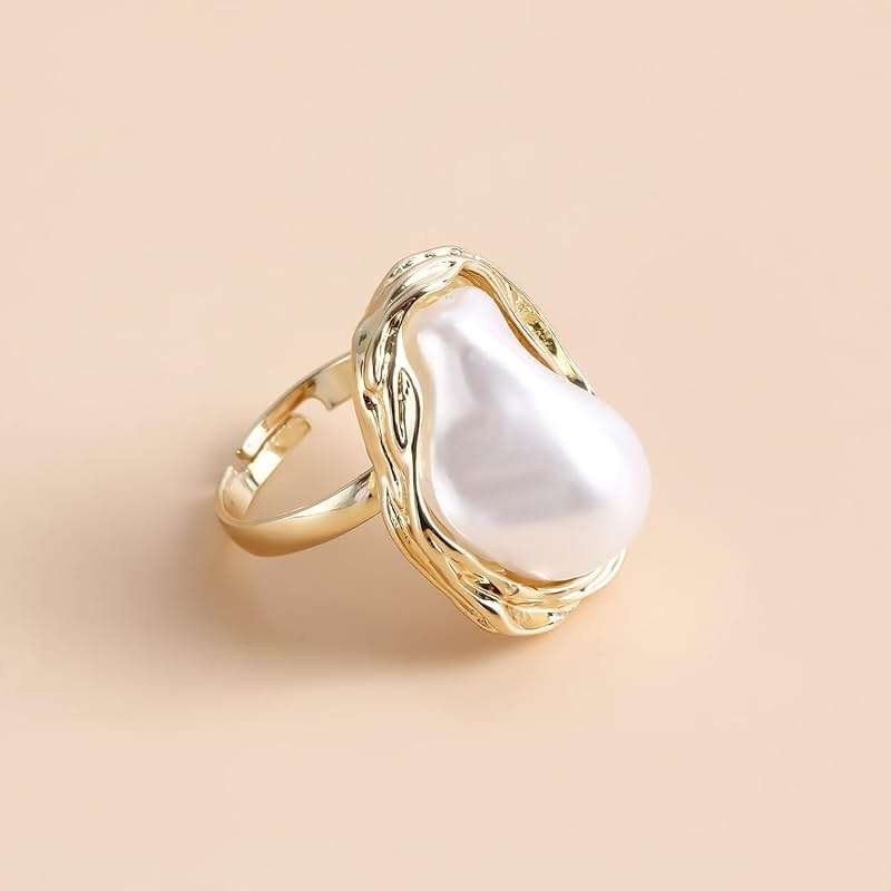CSIYANJRY99 Vintage Pearl Ring Stacking Promise Pearl Rings Adjustable Open Finger Ring Trendy Personality Statement Jewelry for Women - Image 6