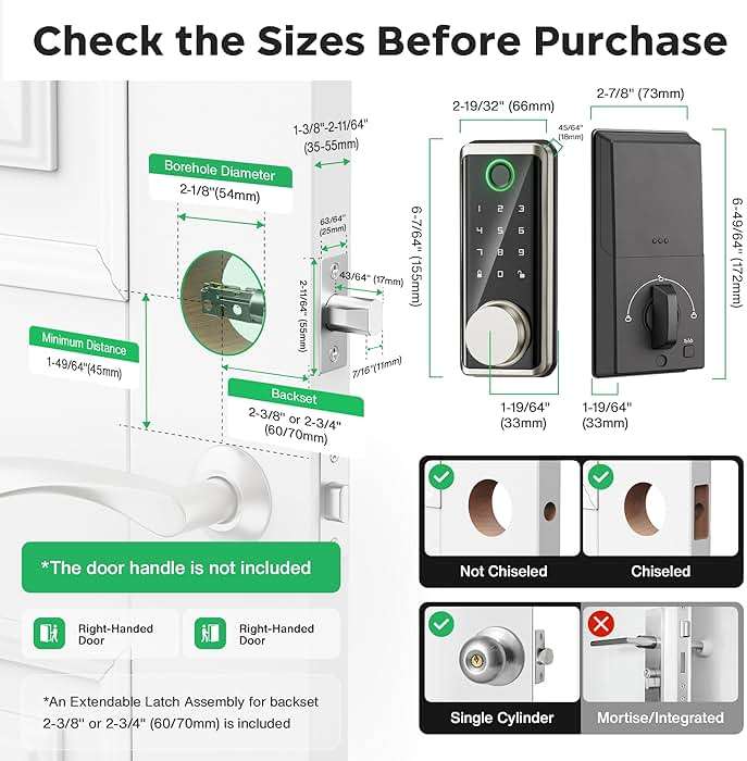 Sophia Keyless Entry Door Lock, Smart Auto Locks for Front Door & Key Fobs & Remote Control, Keypad Deadbolt Digital, Fingerprint Door Lock with Code, Cerraduras Inteligentes, IP68, Satin Nickel - Image 7