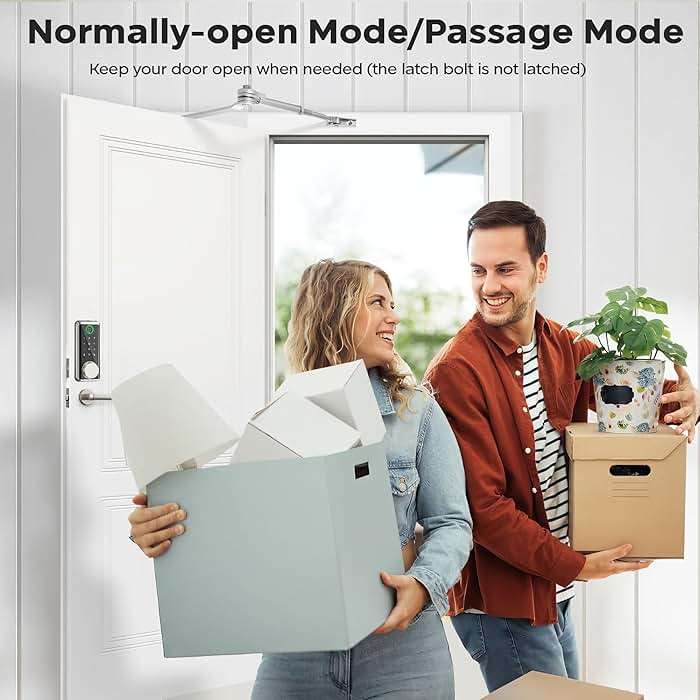Sophia Keyless Entry Door Lock, Smart Auto Locks for Front Door & Key Fobs & Remote Control, Keypad Deadbolt Digital, Fingerprint Door Lock with Code, Cerraduras Inteligentes, IP68, Satin Nickel - Image 8
