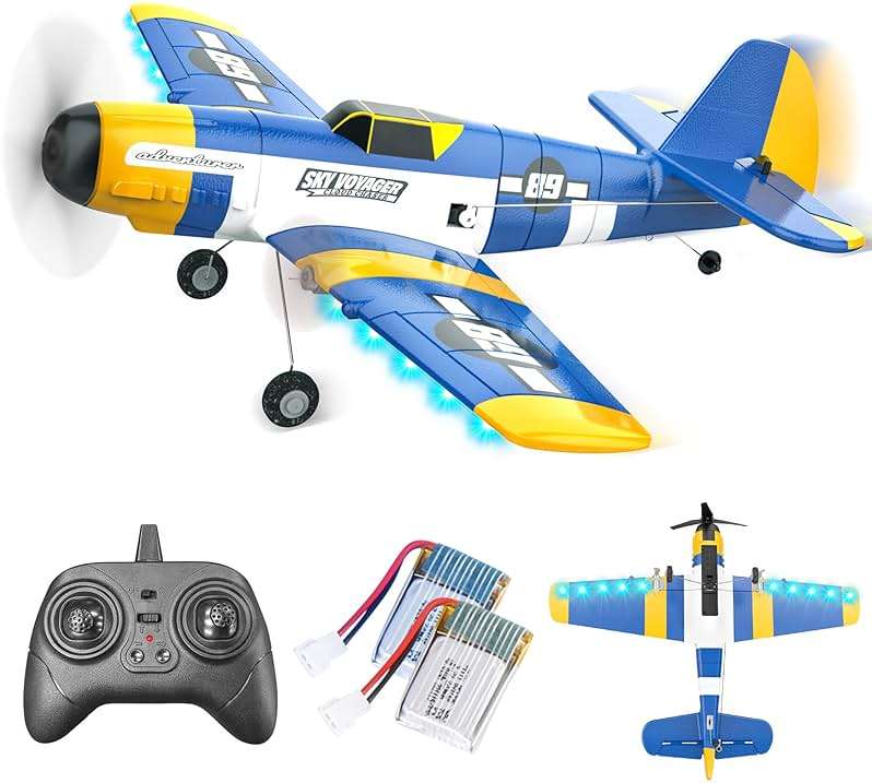 BEZGAR HQ089 RC Plane, Drones for Kids, 6-axis Gyro Remote Control Airplane, RC Helicopter, Easy Control for Beginners Toys with Colorful LED Navigation Lights - Image 1