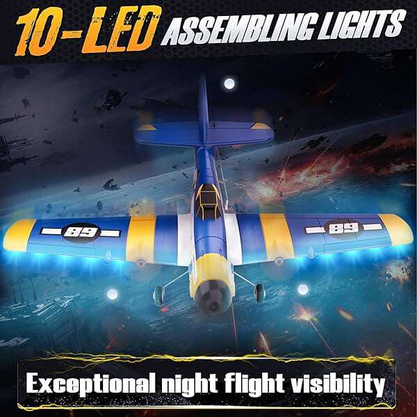 BEZGAR HQ089 RC Plane, Drones for Kids, 6-axis Gyro Remote Control Airplane, RC Helicopter, Easy Control for Beginners Toys with Colorful LED Navigation Lights - Image 2