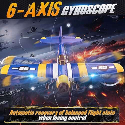 BEZGAR HQ089 RC Plane, Drones for Kids, 6-axis Gyro Remote Control Airplane, RC Helicopter, Easy Control for Beginners Toys with Colorful LED Navigation Lights - Image 4