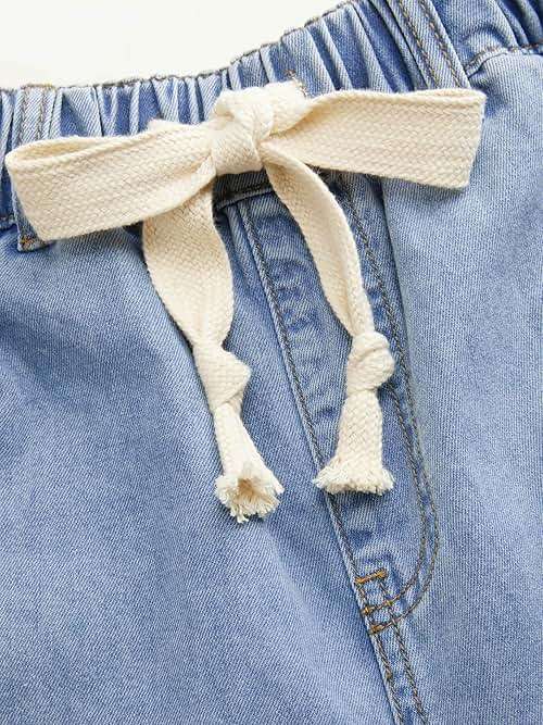 CIDER Drawstring Baggy Wide Leg Jeans for Women High Waisted Pull On Jeans Denim Pants with Pockets - Image 2