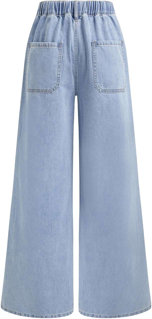 CIDER Drawstring Baggy Wide Leg Jeans for Women High Waisted Pull On Jeans Denim Pants with Pockets - Image 5