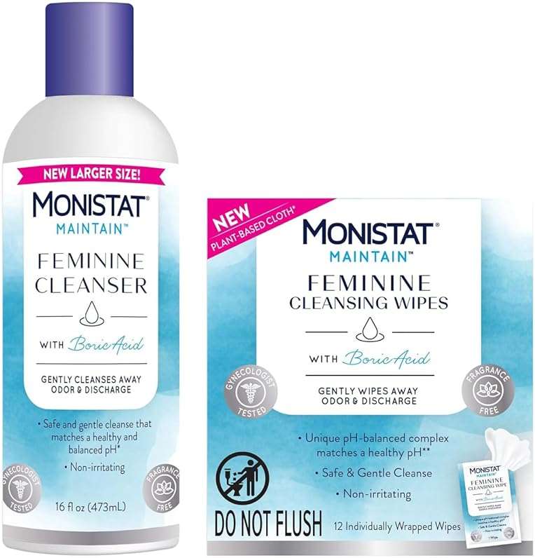 Monistat Boric Acid Feminine Cleanser, (1 Wash & 1 Cloth) (Variety Pack) - Image 1