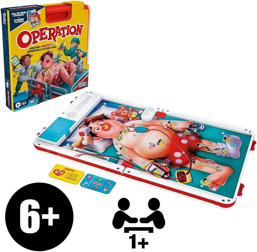 Operation Electronic Board Game with All-in-One Carrying Case | 2 Ways to Play | Ages 6+ | 1+ Players | 10 Mins. | Fun Kids Games - Image 13